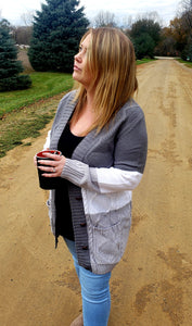 Grey and white colorblock cardigan