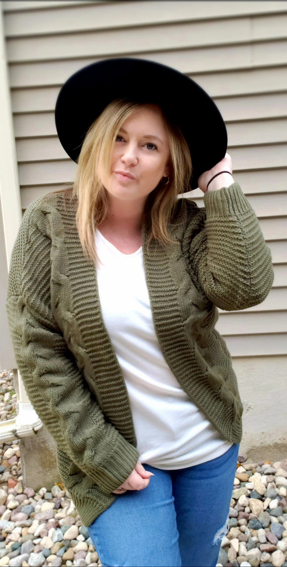 Green knit cardigan