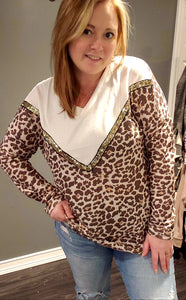 Leopard colorblock with chevron sequin detail