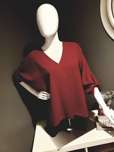 V neck silky pleated blouse