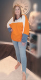 Fleece colorblock dolman sleeve top