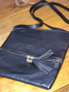 Black crossbody with tassel