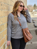 Gray loose V-Neck long sleeve