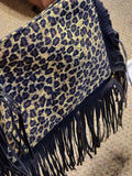 Leopard print fringe crossbody